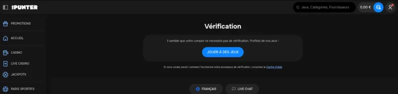 Vérification KYC sur Mr Punter Casino