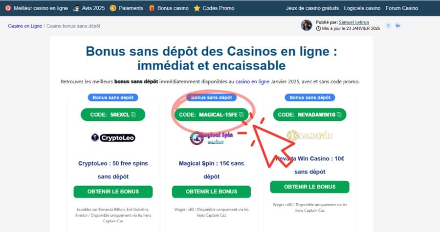 Copiez le code promo