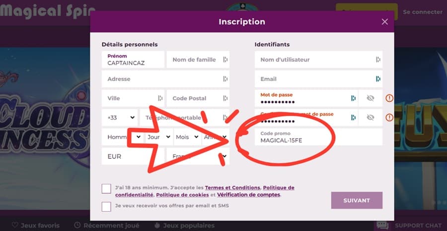 Collez le code promo
