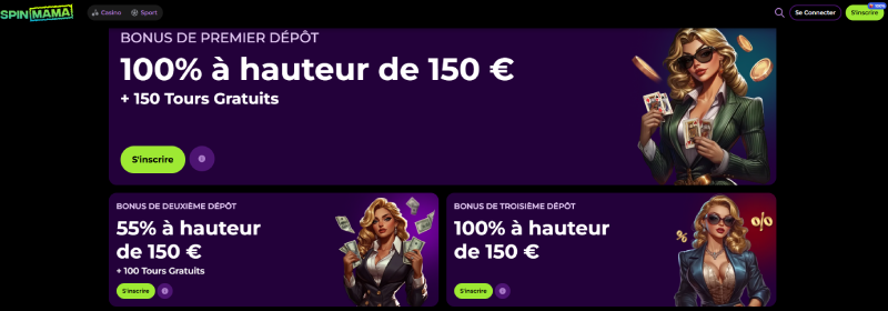 Bonus de bienvenue SpinMama