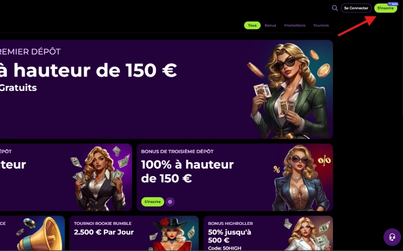 Rendez-vous sur le site et cliquez sur S'inscrire