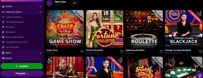 Le casino en direct sur SpinMama