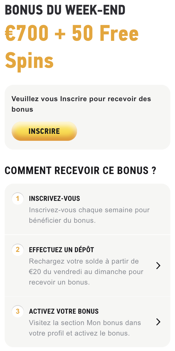 bonus du weekend fezbet